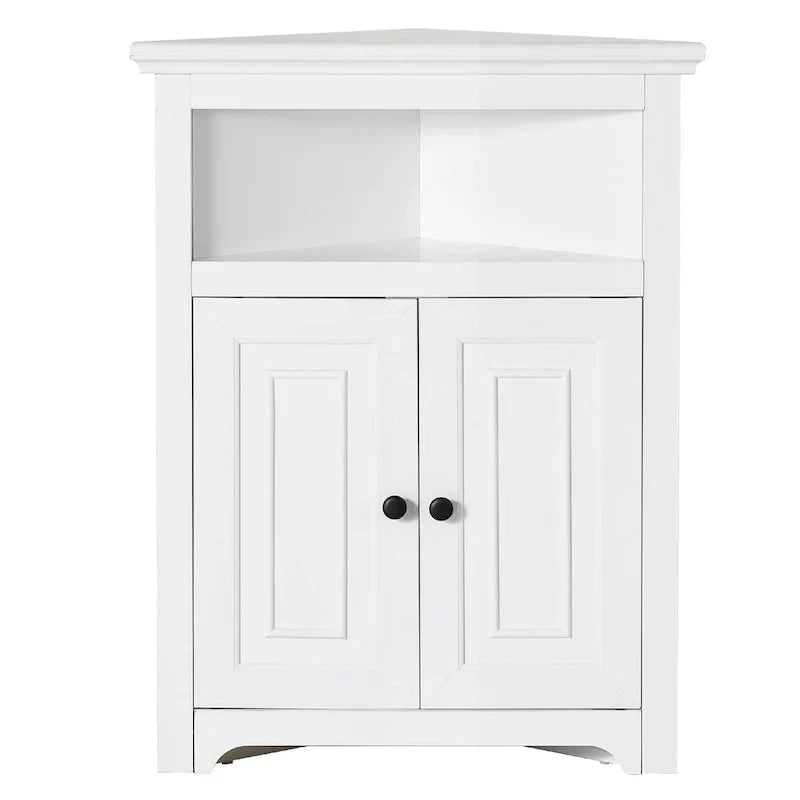 Meuble d'angle 32 avec 2 portes et étagères réglables pour rangement domestique - 25,4 x 12,8 x 33,3 po