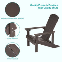 Chaises Adirondack d'extérieur en bois résistantes aux intempéries Bonosuki - Lot de 4