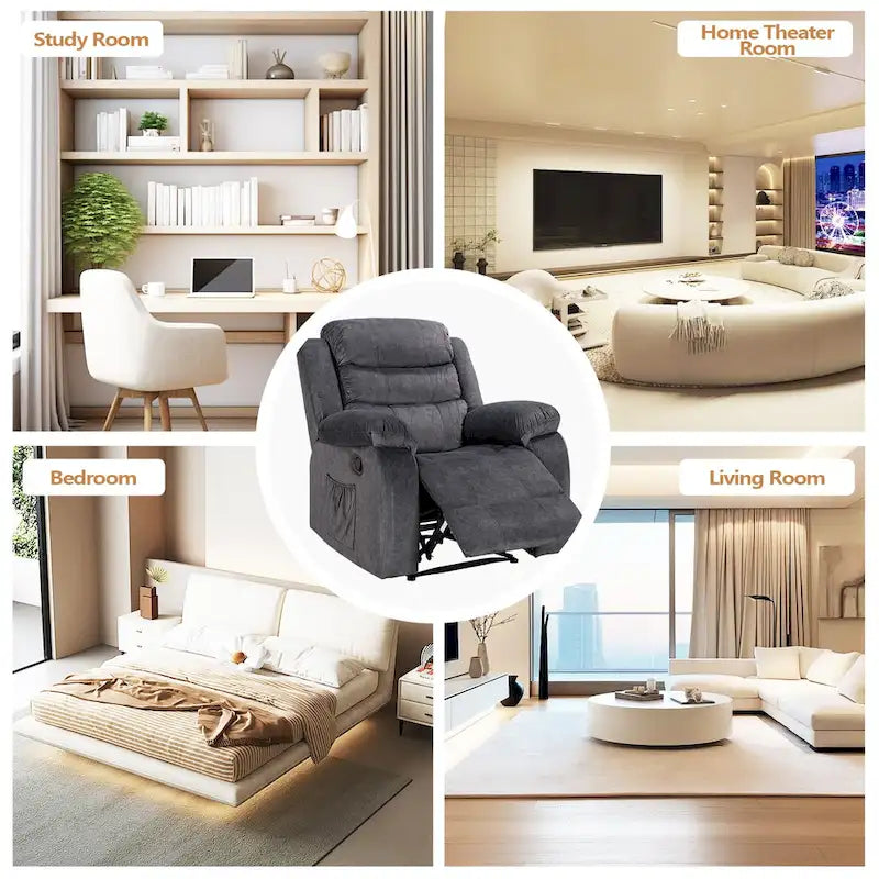 Fauteuil Inclinable Moelleux avec Fonction Massage et Chaleur