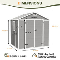 Abri de rangement extérieur en résine tout temps 6 pi x 4 pi/6 pi x 8 pi/8 pi x 6 pi/8 pi x 10 pi avec plancher, abri à outils Spire