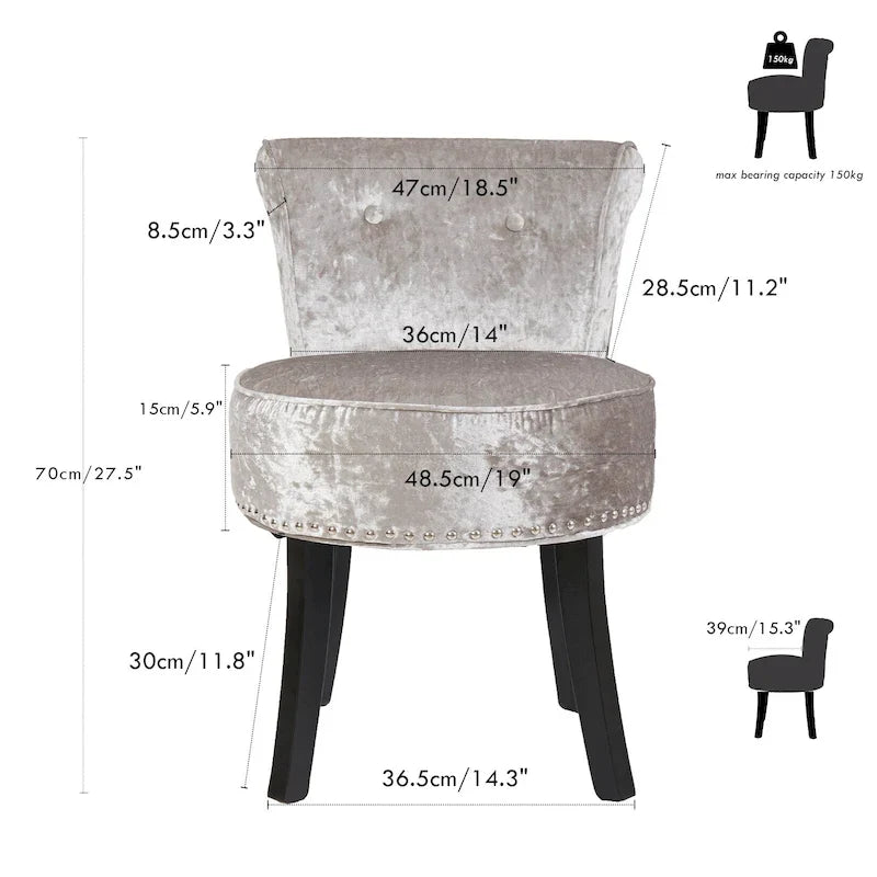 Tabouret de Coiffeuse en Bois Massif de 69,85 cm de haut - 69,85 H X 48,26 L X 29,97 P