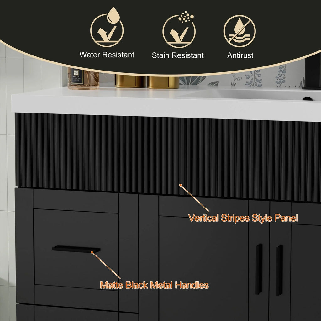 Wavy Line Ensemble meuble-lavabo de salle de bain 30/36/48 avec vasque & robinet