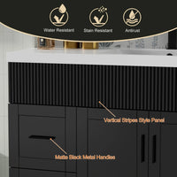 Wavy Line Ensemble meuble-lavabo de salle de bain 30/36/48 avec vasque & robinet