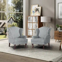 Lot de 2 fauteuils d'appoint à oreilles traditionnels rembourrés
