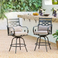 Ensemble de 4 chaises de bar de patio pivotantes en métal avec coussins pour l'extérieur