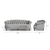 Canapé capitonné chesterfield La Rosa 84 en velours, style moderne du milieu du siècle
