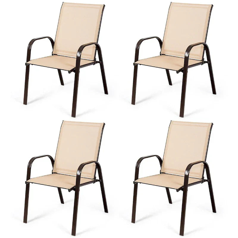 Costway Lot de 4 chaises de jardin et de terrasse avec accoudoirs – Voir détails