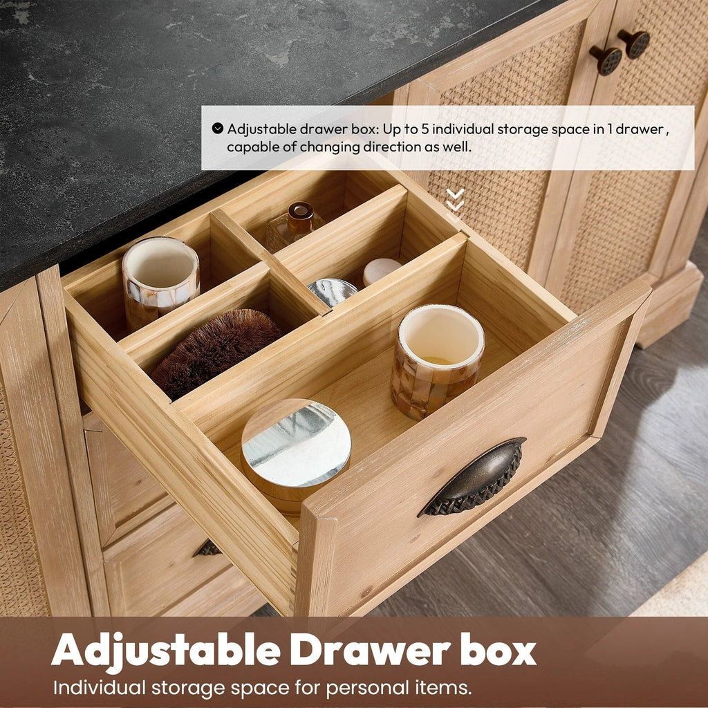Hervas Meuble-lavabo avec dessus en marbre naturel sans miroir