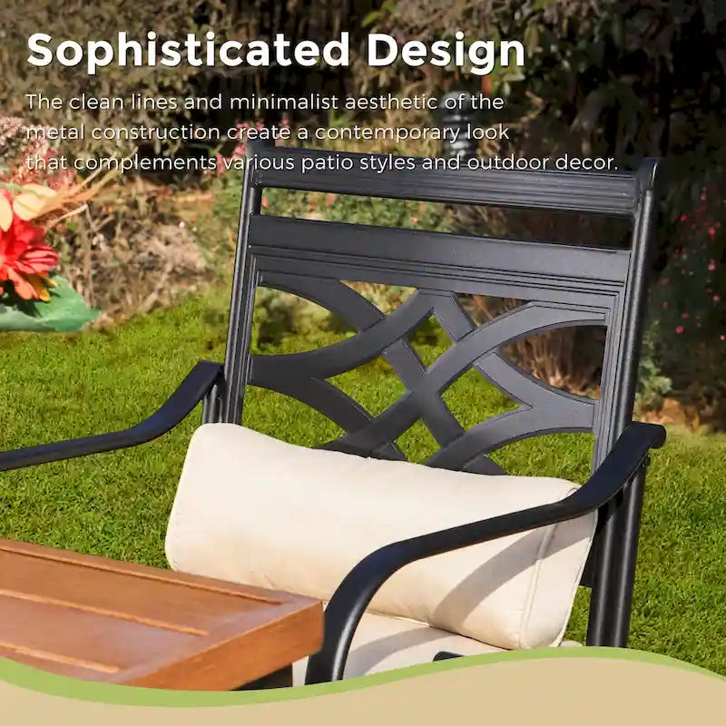 Ensemble de 4 chaises de bar de patio pivotantes en métal avec coussins pour l'extérieur