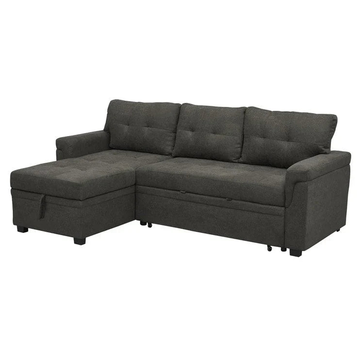Canapé sectionnel convertible réversible avec lit escamotable, méridienne de rangement dissimulée et pieds durables