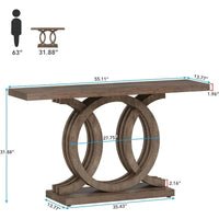 Console de style vintage avec base géométrique, table de couloir en bois