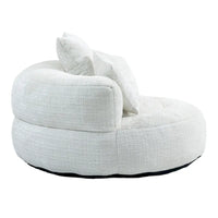 Canapé paresseux à dossier haut en chenille avec 3 coussins et pouf surdimensionné