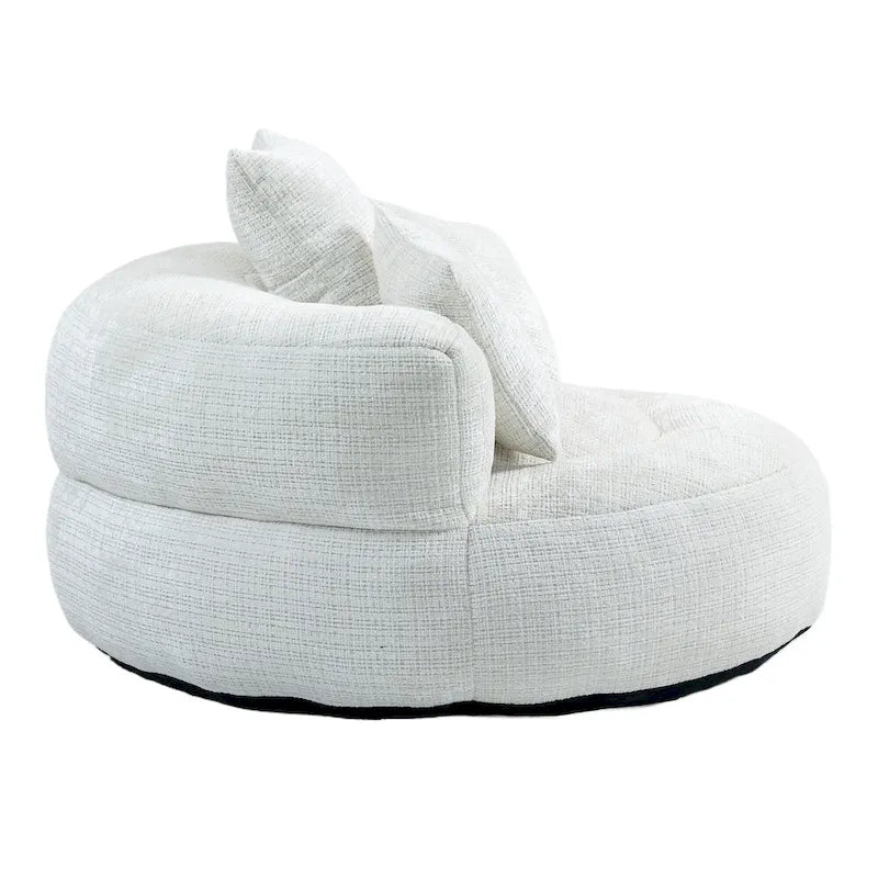 Canapé paresseux à dossier haut en chenille avec 3 coussins et pouf surdimensionné