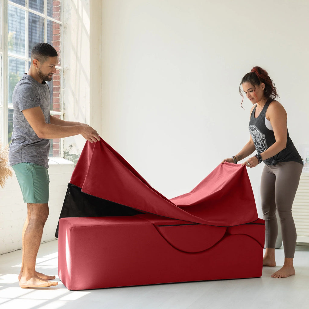 Avana Kami Méridienne convertible / yoga & massage - ottoman 2 en 1 avec fauteuil de yoga escamotable dissimulé, microvelours - N/A