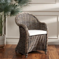 SAFAVIEH Sinja Fauteuil club en rotin jaune - 24 x 26 x 35 - 24x26x35H