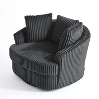 Lot de 2 fauteuils pivotants ronds surdimensionnés en velours côtelé moelleux de 43 po de large avec oreillers