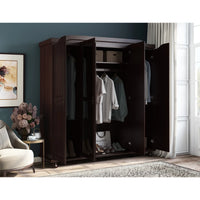 Palace Imports Armoire-penderie Kyle 4 portes 100% bois massif avec portes en bois massif ou miroir