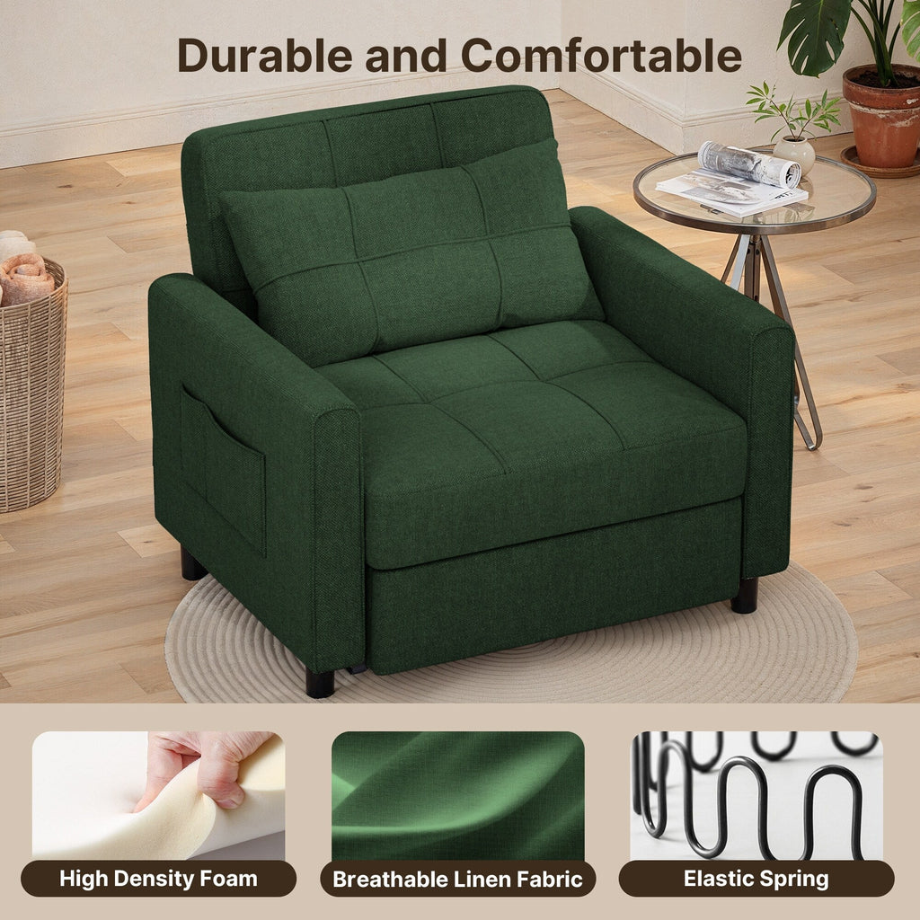 Canapé-lit réglable 3 en 1, fauteuil-canapé escamotable, lit pliant convertible pour salon