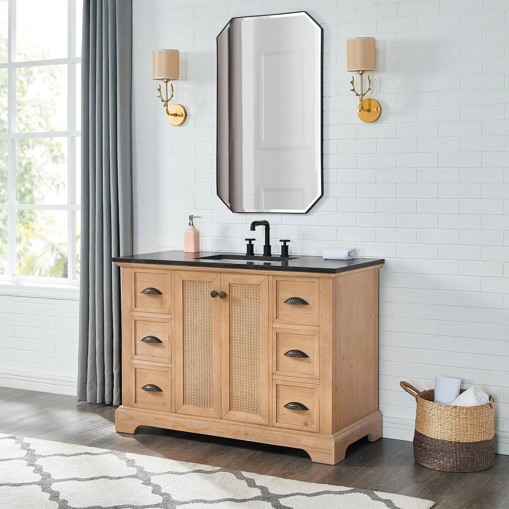 Hervas Meuble-lavabo avec dessus en marbre naturel sans miroir