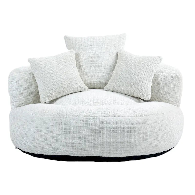 Canapé paresseux à dossier haut en chenille avec 3 coussins et pouf surdimensionné
