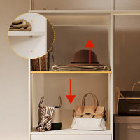 Armoire d'angle avec 2 tringles, un porte-pantalons et un rangement à chaussures
