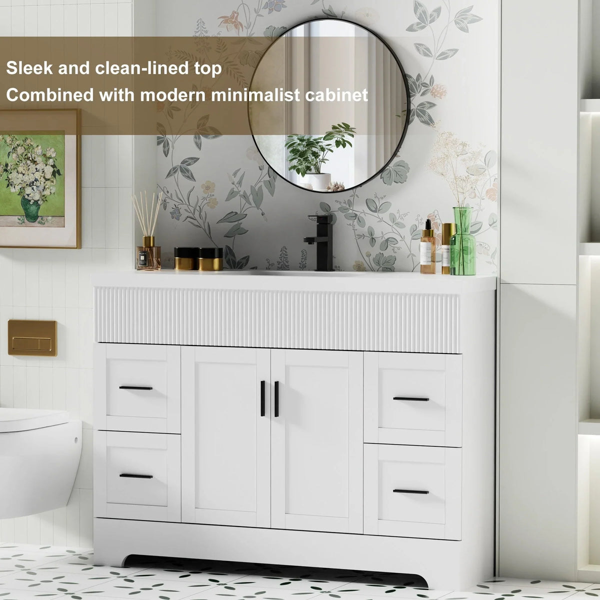 Wavy Line Ensemble meuble-lavabo de salle de bain 30/36/48 avec vasque & robinet