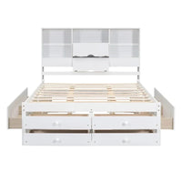 Lit plateforme King Size avec tête de lit de rangement et 8 tiroirs