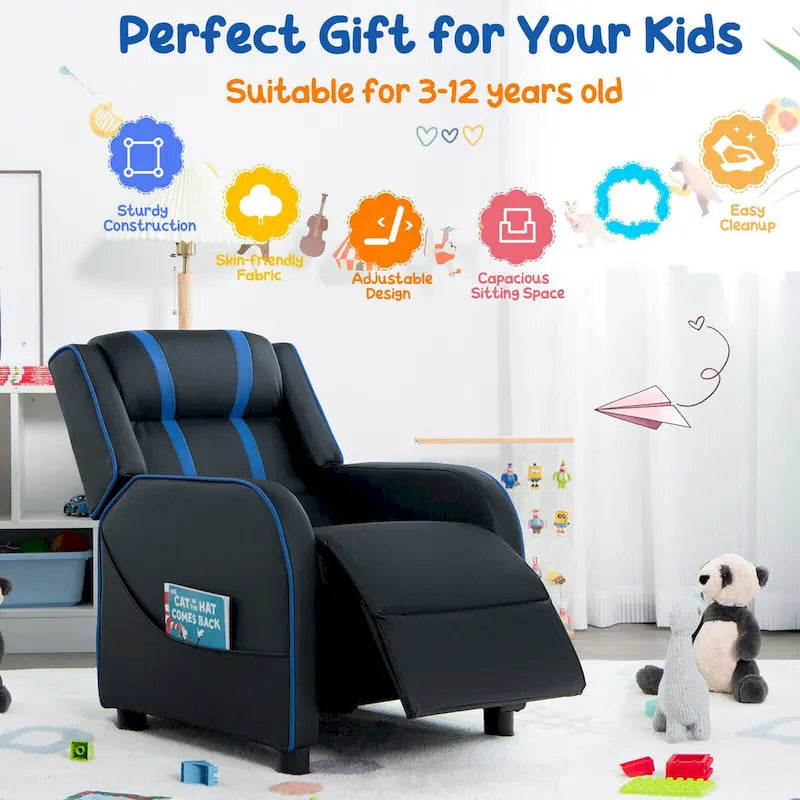 Fauteuil Inclinable Enfant Gymax Ergonomique en Cuir avec Repose-Pieds