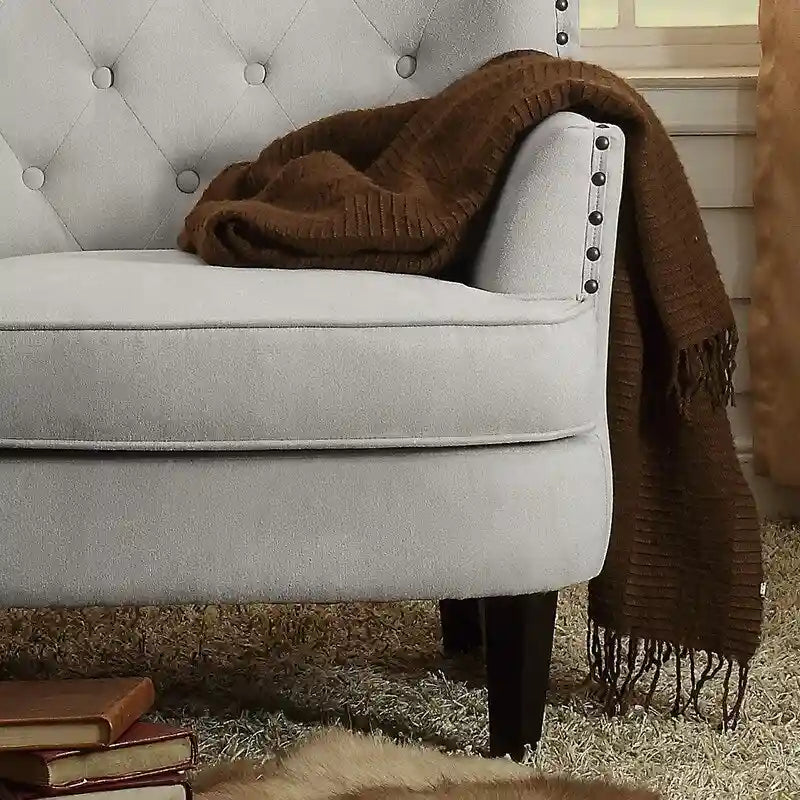 Moser Bay Mignon fauteuil d'appoint à oreilles capitonné en velours / lin 30 de large