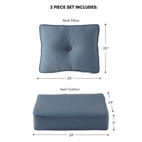 Sunbrella Ensemble de coussins d'extérieur à assise profonde premium 2 pièces