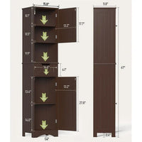 Meuble de salle de bain haut 67 H, tour à linge étroite, meuble de rangement avec 2 portes et tiroir