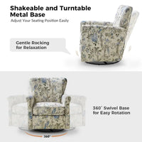 Fauteuil à bascule pivotant Georg en tissu confortable à motif floral avec accoudoirs arrondis par HULALA HOME