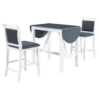 Ensemble de salle à manger 3 pièces en bois à hauteur de comptoir avec rallonge pliable