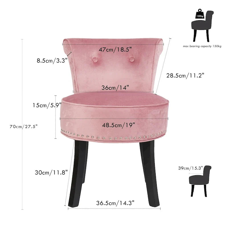 Tabouret de coiffeuse en bois massif 27.5 de haut - 27.5 H X 19 W X 11.8 D