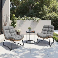 Chaises Papasan d'extérieur avec coussin en rotin PE, chaises cosy de patio avec table d'appoint