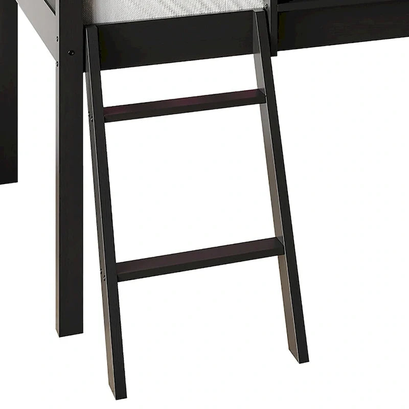 Lit mezzanine bas classique double CraftPorch avec tableau noir, toboggan et échelle