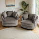 Lot de 2 fauteuils pivotants ronds surdimensionnés en velours côtelé moelleux de 43 po de large avec oreillers