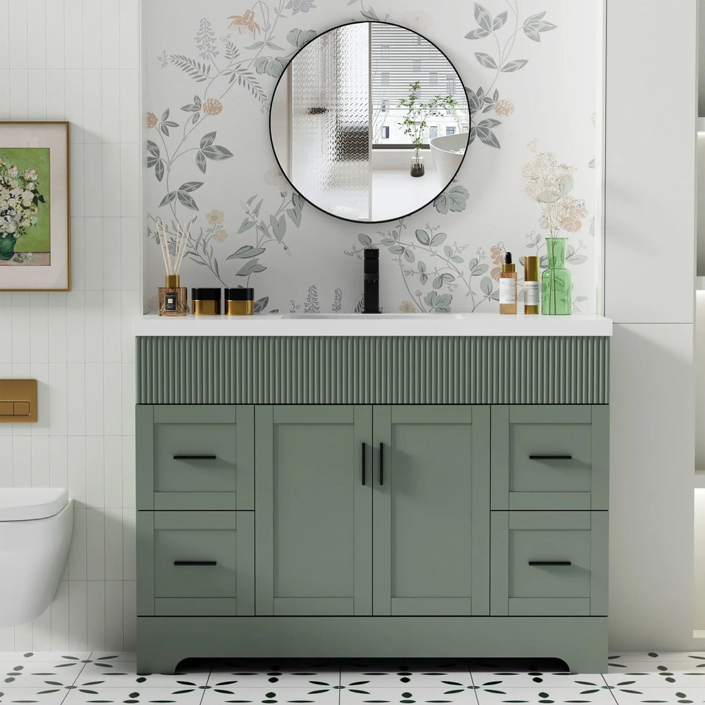 Wavy Line Ensemble meuble-lavabo de salle de bain 30/36/48 avec vasque & robinet