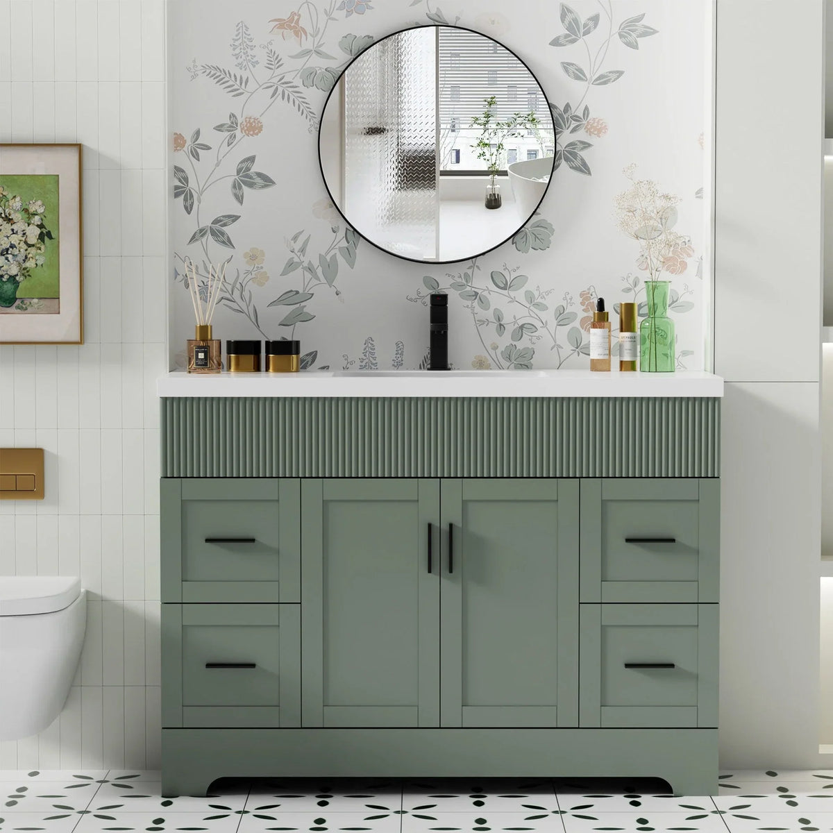 Wavy Line Ensemble meuble-lavabo de salle de bain 30/36/48 avec vasque & robinet