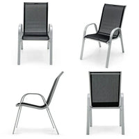 Lot de 4 chaises de salle à manger empilables avec accoudoirs pour patio - 73,7 x 54,6 x 90,2 cm (L x l x H)