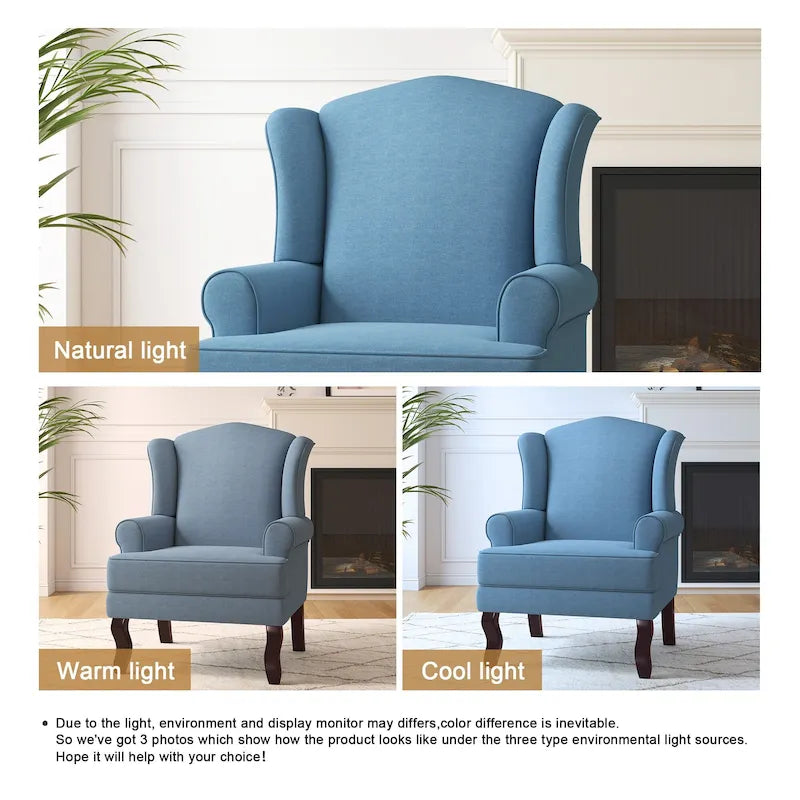 Lot de 2 fauteuils d'appoint à oreilles traditionnels rembourrés