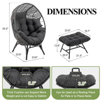 FINCATI Fauteuil Œuf d'intérieur, Fauteuil Œuf d'extérieur 200 kg, Fauteuil Œuf surdimensionné avec pouf, Fauteuil Œuf de luxe confortable avec repose-pieds