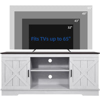 Meuble TV de ferme pour téléviseur de 65 pouces, meuble console média, portes de grange rustiques