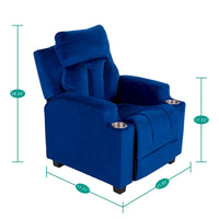 Fauteuil inclinable de luxe pour enfants avec repose-pieds, appuie-tête et 2 porte-gobelets, en microfibre, pour les enfants de 3 ans et plus