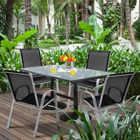 Lot de 4 chaises de salle à manger empilables avec accoudoirs pour patio - 73,7 x 54,6 x 90,2 cm (L x l x H)