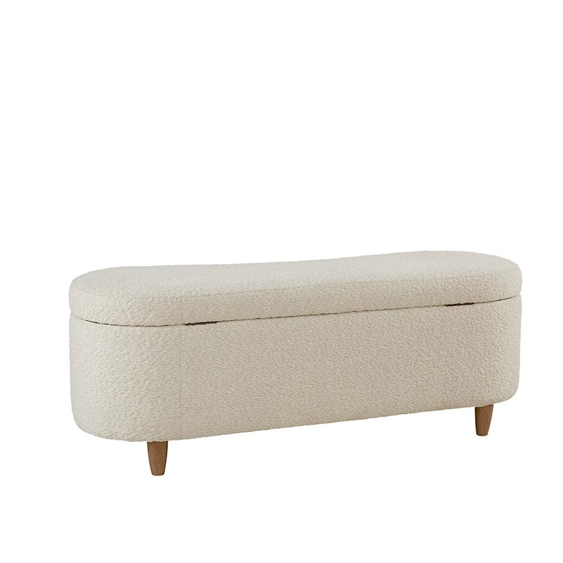 INK+IVY Bailey banc de rangement en bouclette taupe à dessus basculant