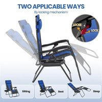 Yaheetech Lot de 2 chaises zéro gravité d'extérieur rembourrées 26in, chaise longue de patio de camping avec accoudoirs et oreiller