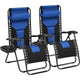 Yaheetech Lot de 2 chaises zéro gravité d'extérieur rembourrées 26in, chaise longue de patio de camping avec accoudoirs et oreiller