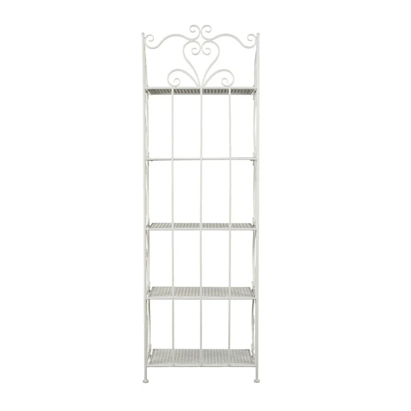 Étagère de boulanger pliante haute en métal à volutes, intérieure et extérieure, 5 étagères - Or ou blanc - Roche River Decor