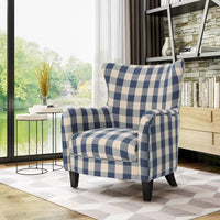Fauteuil rembourré à dossier haut avec pieds en bois Modern Retro 30.25 pour le salon